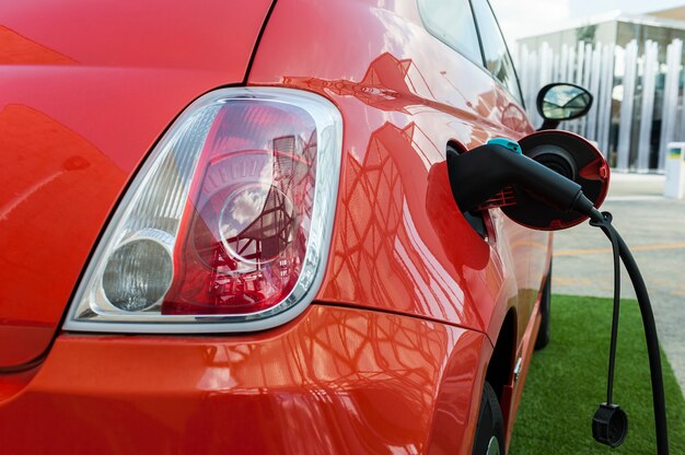 Electric car in charging station