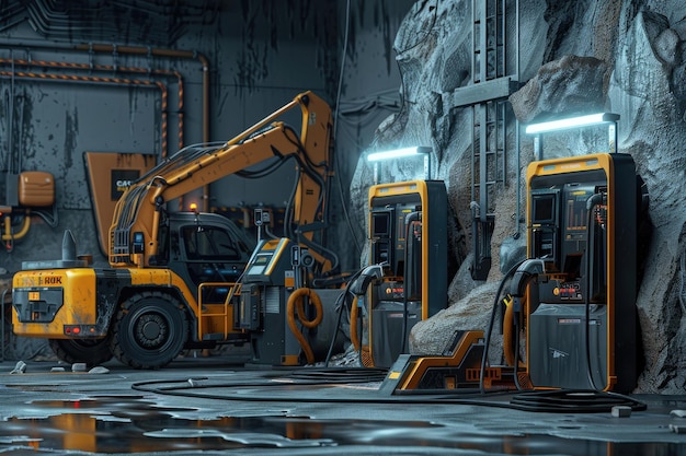 Electric construction machines and charging station concept