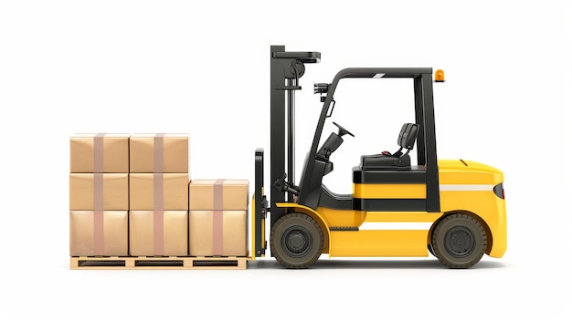 Electric forklift isolated on white designed for warehouse efficiency in loading and