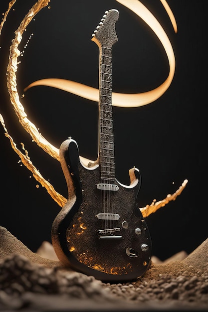 electric guitar on the black background