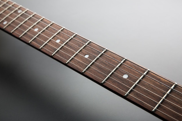 Electric guitar neck with strings