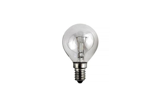 Electric light bulb with a small base isolated on a white background