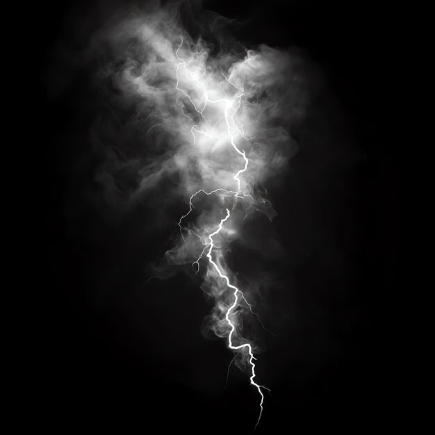 Photo electric lightning effect with cloudy smoke effect on black background