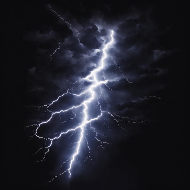 electric lightnings and thunderbolts strike on transparent background