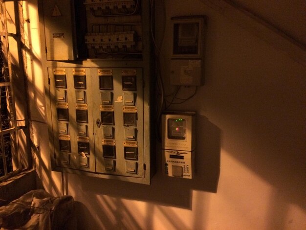 Photo electric meters on wall