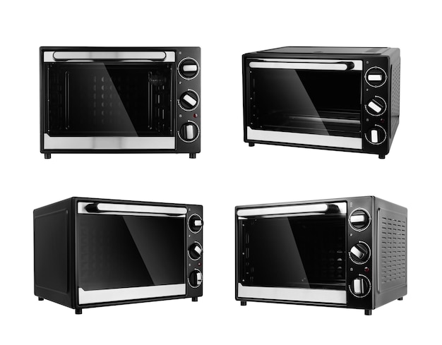 electric oven set isolated on white background