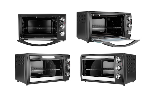 electric oven set isolated on white background