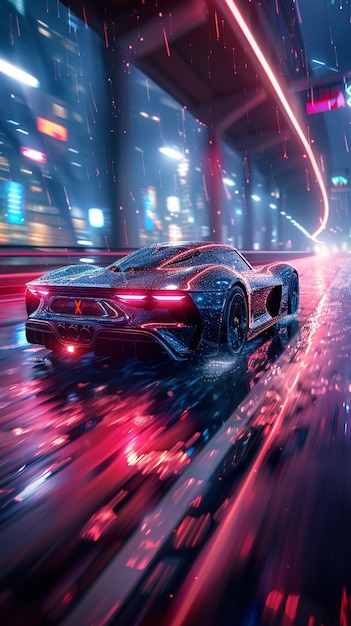 An Electric Sports Car Speeding Along A Wallpaper