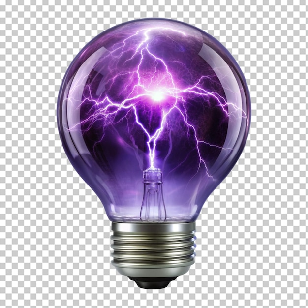 electric storm in a purple bulb on transparent background