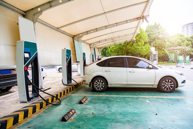 Electric vehicle charging at charging station