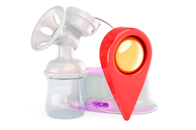 Electrical breast pump with map pointer 3D rendering