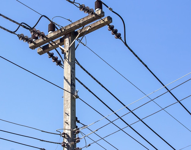 Electrical pole with power line cables