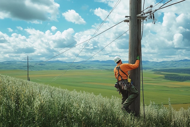 Electrician Working in Rugged Rural Environment