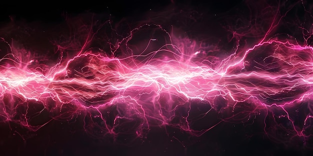 Electricity Abstract Current and Voltage Visualized in Pink Light on Black Background Concept Electricity Abstract Current Voltage Visualized Pink Light Black Background