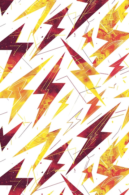 Photo electrifying abstract background seamless pattern of lightning bolts in red yellow and white