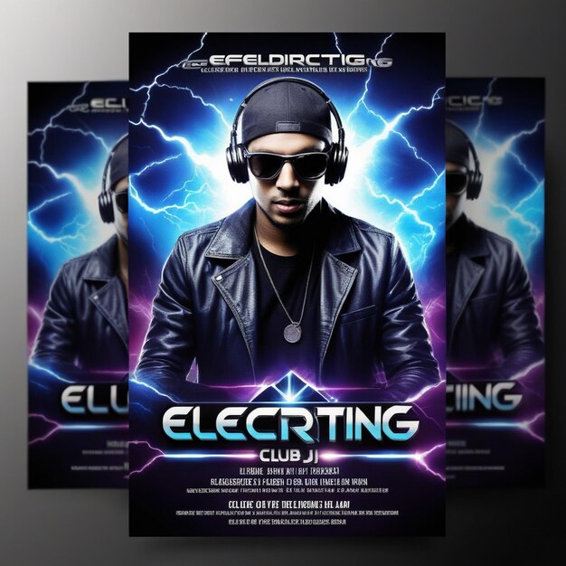 Photo electrifying club dj party flyer