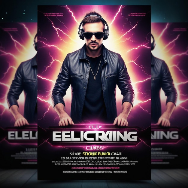 Photo electrifying club dj party flyer