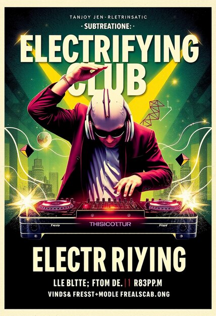 Photo electrifying club dj party flyer