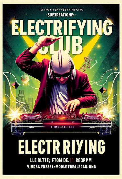 Photo electrifying club dj party flyer