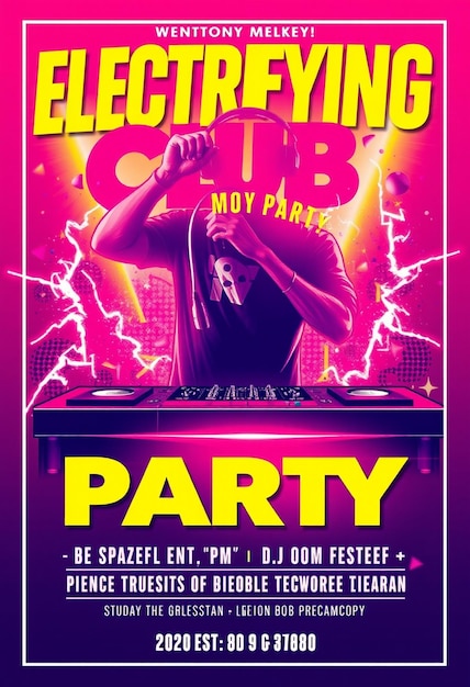 Photo electrifying club dj party flyer