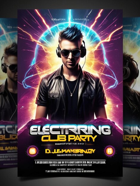 Photo electrifying club dj party flyer