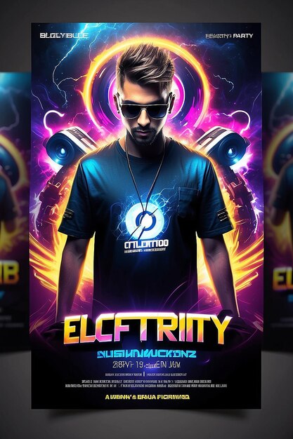 Photo electrifying club dj party flyer