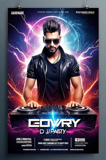 Photo electrifying club dj party flyer