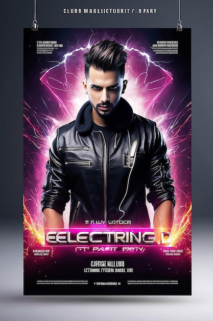 Photo electrifying club dj party flyer