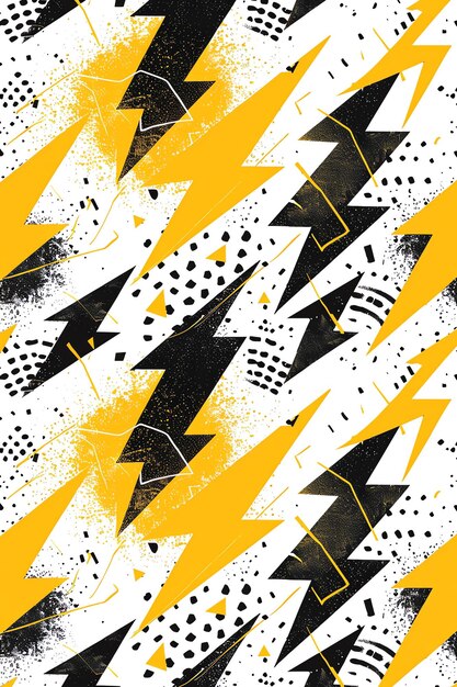 Photo electrifying yellow and black lightning bolt pattern on grunge background