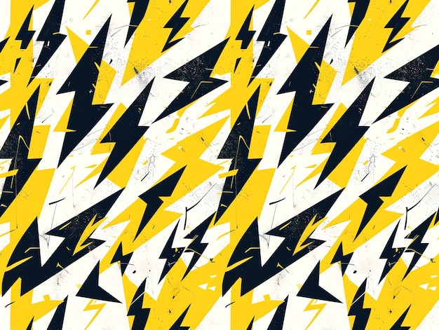 Photo electrifying yellow and black lightning bolt pattern on white background