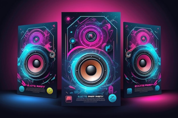 electro party speakers poster layout illustrator vector