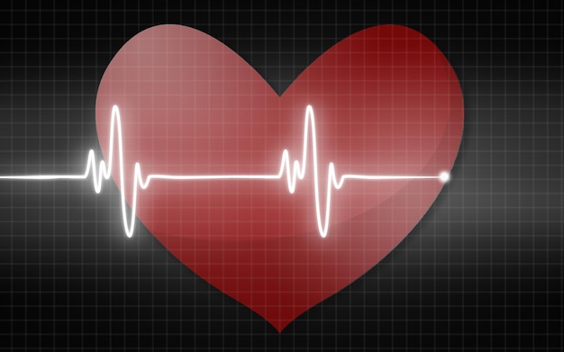 Electrocardiogram with red heart symbol