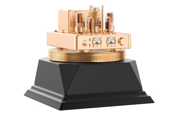 Electronic amplifier golden award concept 3D rendering