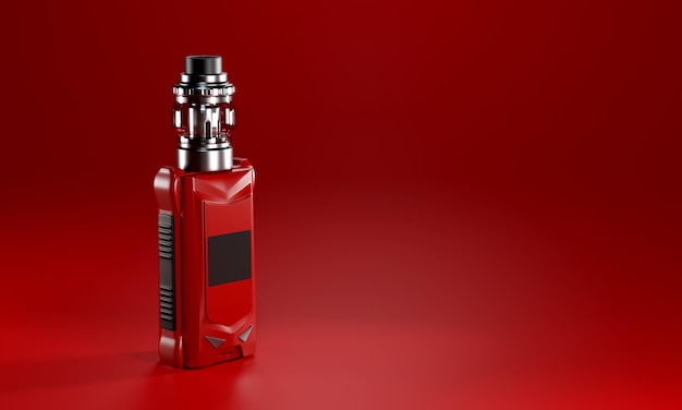 Electronic Cigarette Vape on Red background 3d rendering