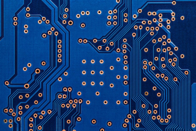 Electronic circuit board close up. High-tech technology background