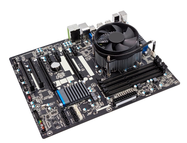 Electronic collection Computer motherboard with CPU cooler