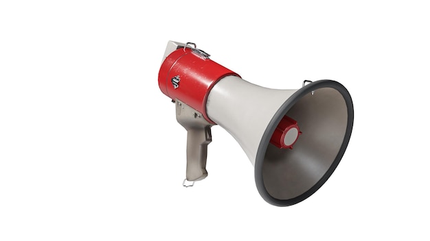 Electronic megaphone isolated on white background with Clipping Path Loudspeaking device