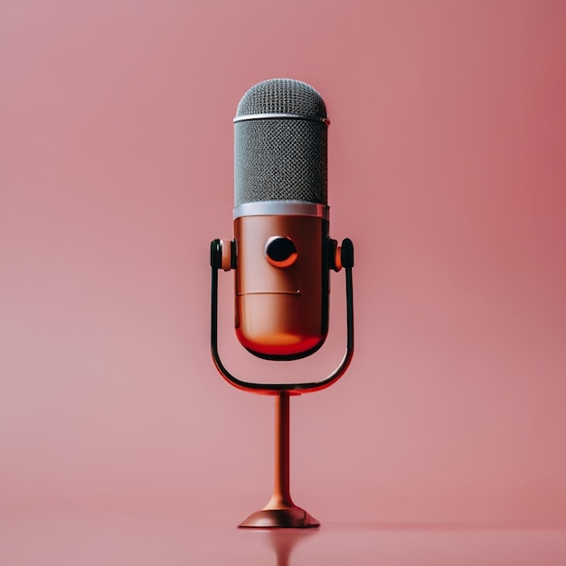 Electronic microphone with pink background