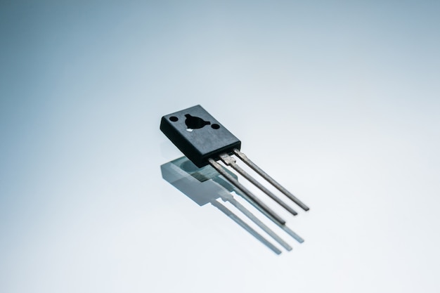 Electronic transistor on white background