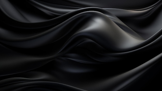 Elegance abstract soft focus wave glossy black fabric use for background