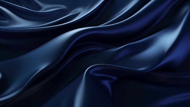 Elegance abstract soft focus wave glossy dark blue fabric use for background