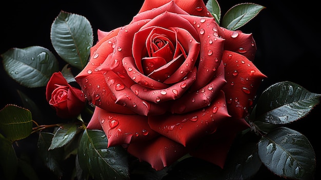 The Elegance of a Classic Red Rose focuses on its beautiful petals