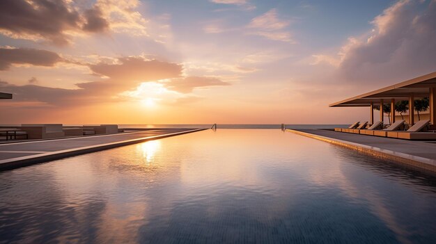 Elegance Meets Horizon Luxurious Infinity Pool at Sunset