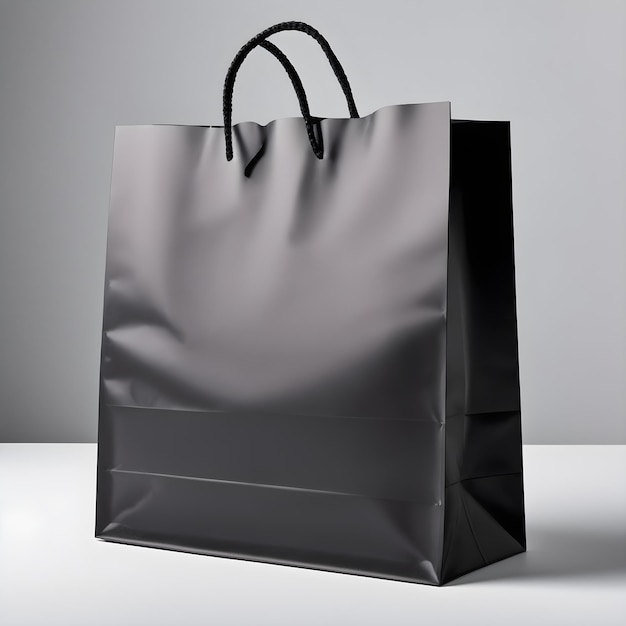 Elegance in Simplicity Isolated Black Shopping Bag on a Clean Background