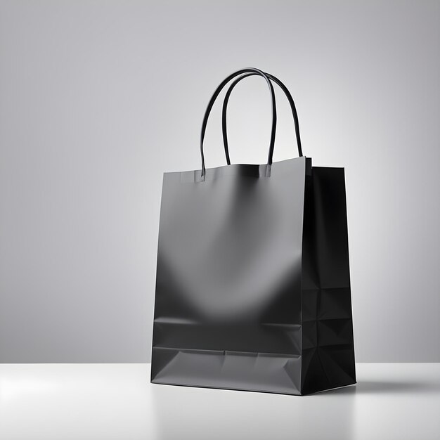 Elegance in Simplicity Isolated Black Shopping Bag on a Clean Background