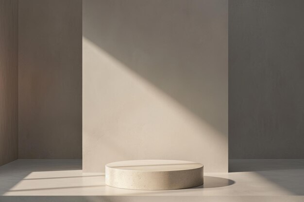 Elegance in simplicity A minimalist podium softly illuminated in serene lighting