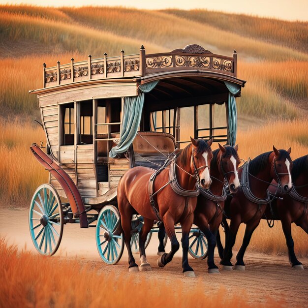 Photo the elegance of a vintage western carriage in the desert