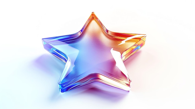 Elegant 3D glass star with a vibrant gradient of blue and orange hues ideal for design decoration