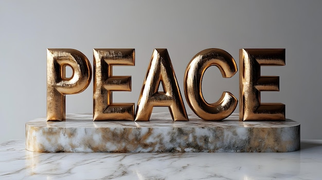 Photo elegant 3d gold premium typography peace on white background