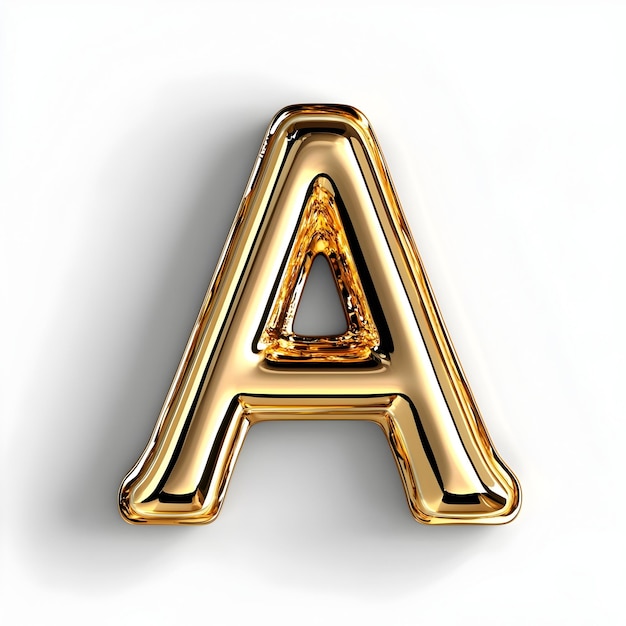 Elegant 3D Golden Letter A on Minimalist White Background